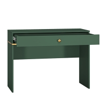 Toaletka, konsoletka MONTEVERDE z szufladą zielona nogi złote open.jpg