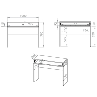 Toaletka, konsoletka MONTEVERDE z szufladą wymiary.jpg