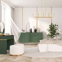 Toaletka, konsoletka MONTEVERDE z szufladą zielona nogi złote aranż sypialni.jpg