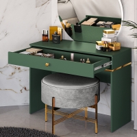 Toaletka, konsoletka MONTEVERDE z szufladą zielona nogi złote aranż szuflada.jpg