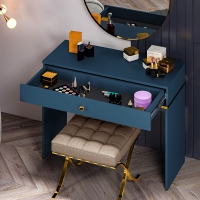 Toaletka, konsoletka MONTEVERDE z szufladą niebieska nogi złote  szuflada.jpg