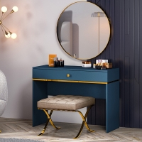 Toaletka, konsoletka MONTEVERDE z szufladą niebieska nogi złote aranż.jpg