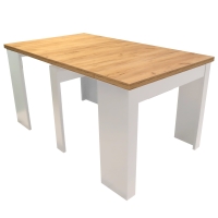 Stół, konsola rozkładana 50-250 cm blat dąb craft złoty nogi białe złożona konsolka rozłożony front 2 wkladki.jpg