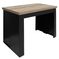 Stół, konsola rozkładana 50-250 cm blat dąb vintage nogi czarne złożona konsolka skos.jpg