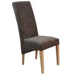 Krzesło tapicerowane KAROLINA brązowe, nogi dąb natura
