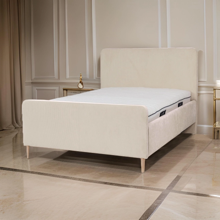 Łóżko MELISSA szerokie sztruks cord 205-13 - zimny beż + dream velvet 202-03 - jasny beż-wąskie-najwęższe_1728636667340.jpeg