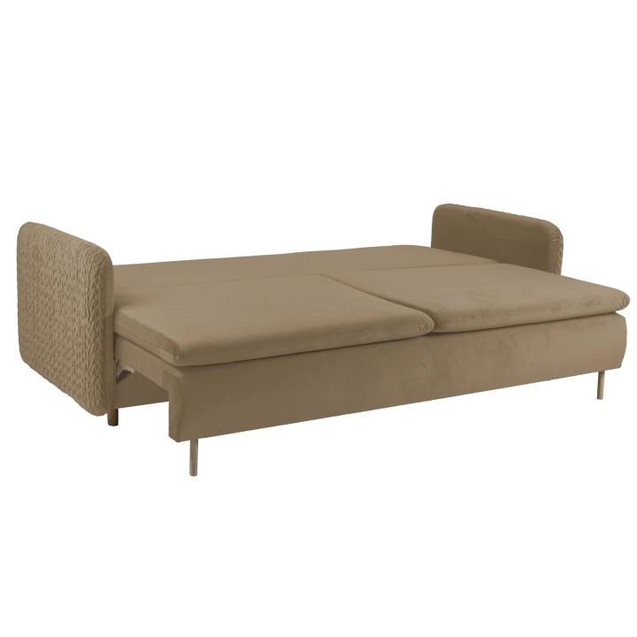 Sofa z funkcją spania MOONLA eleganckie rustykalne tkane obicia plecionka beżowa 2206 main funkcja spania.jpg