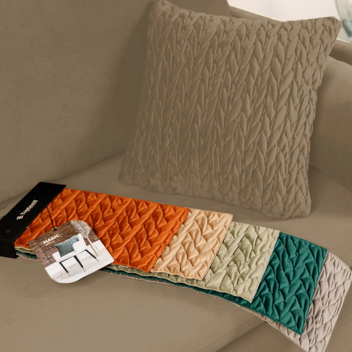 Sofa z funkcją spania MOONLA eleganckie rustykalne tkane obicia plecionka beżowa 2206 detal.jpg