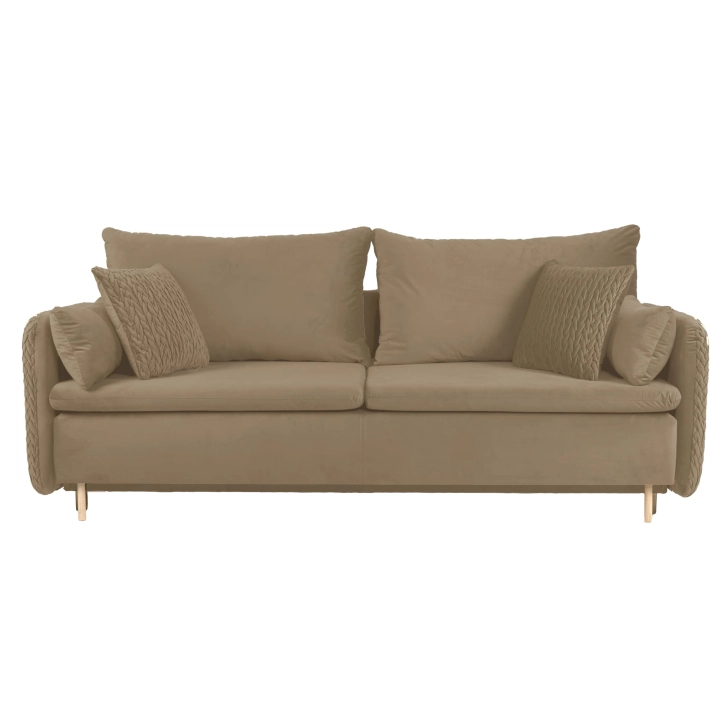 Sofa z funkcją spania MOONLA eleganckie rustykalne tkane obicia plecionka beżowa 2206 main 2 front.jpg