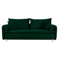 Sofa z funkcją spania MOONLA eleganckie rustykalne tkane obicia plecionka butelkowa zieleń 2225 front.jpg