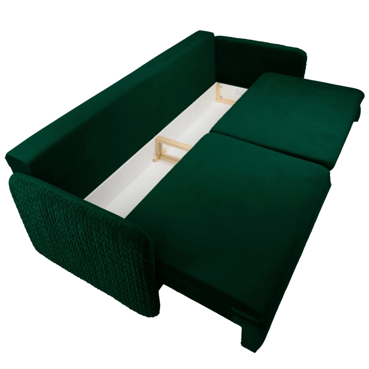 Sofa z funkcją spania MOONLA eleganckie rustykalne tkane obicia plecionka butelkowa zieleń 2225 pojemnikl.jpg