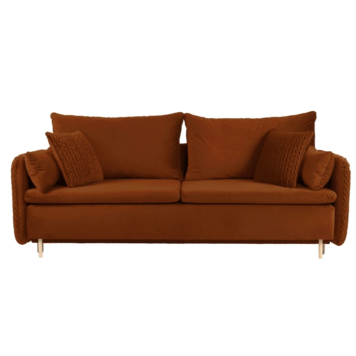 Sofa z funkcją spania MOONLA eleganckie rustykalne tkane obicia plecionka RUDA 2213 front.jpg