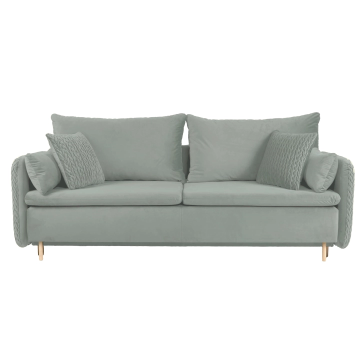 Sofa z funkcją spania MOONLA eleganckie rustykalne tkane obicia plecionka szara 2241 front.jpg