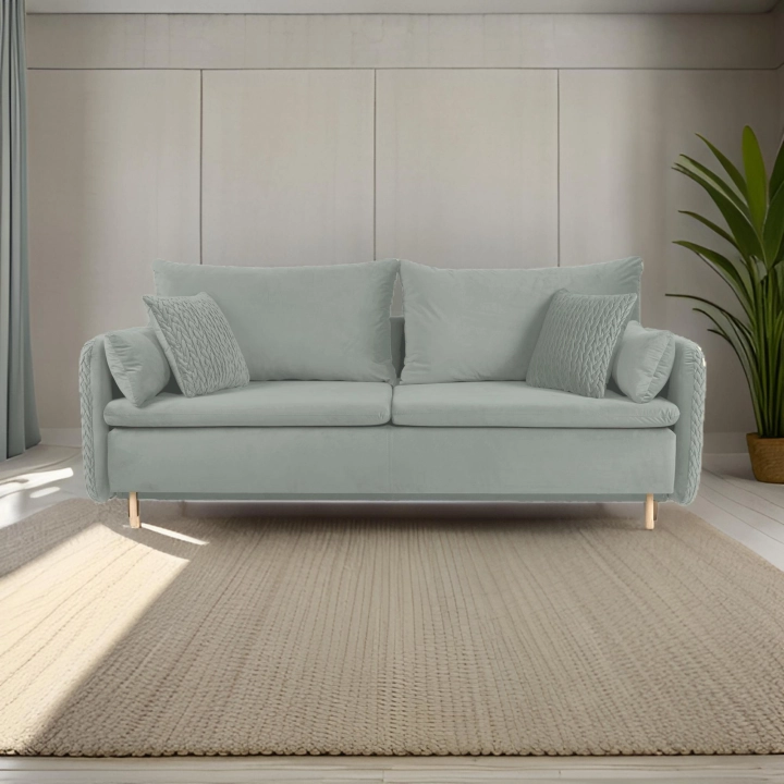 Sofa z funkcją spania MOONLA eleganckie rustykalne tkane obicia plecionka szara 2241 front_1729069766352.jpeg