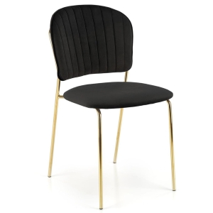 Krzesło tapicerowane czarne EMMA nogi złote
