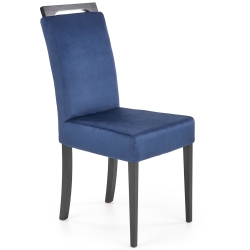 Krzesło do salonu HELION 2 welurowe granatowe, nogi drewniane czarne