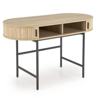 Biurko rustykalne z szyfladami okrągłe HOLO naturelne drewno nogi metalowe czarne main].jpg