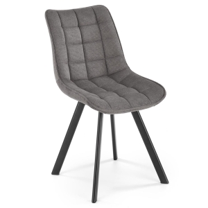Krzesło tapicerowane HONEY pikowane popielate, nogi metalowe czarne