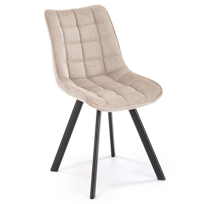 Krzesło tapicerowane pikowane HONEY nogi czarne beżowe main.jpg