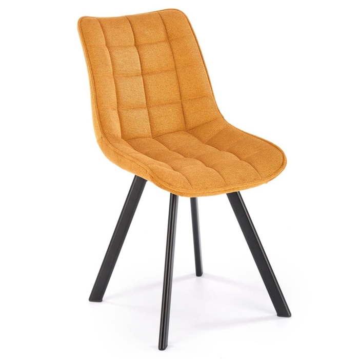 Krzesło tapicerowane pikowane HONEY nogi czarne musztardowa main.jpg