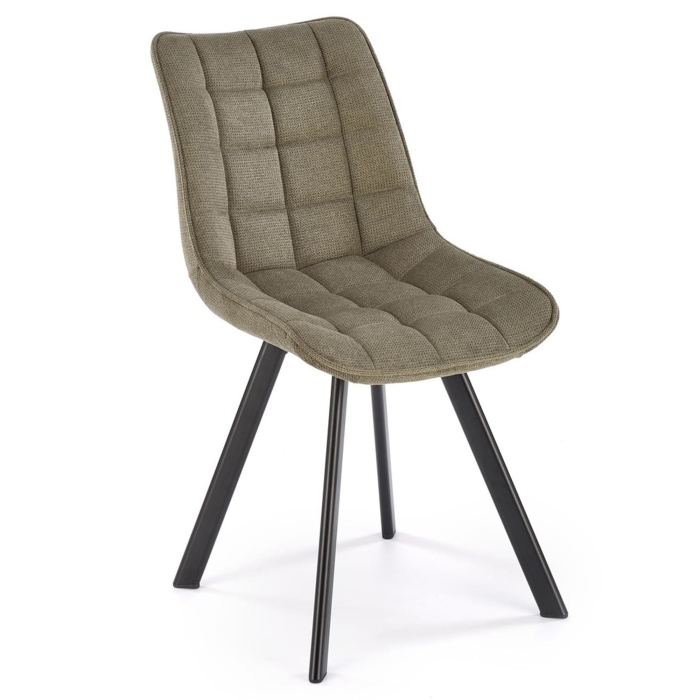 Krzesło tapicerowane pikowane HONEY nogi czarne oliwkowe main.jpg