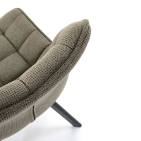 Krzesło tapicerowane pikowane HONEY nogi czarne oliwkowe front detal.jpg