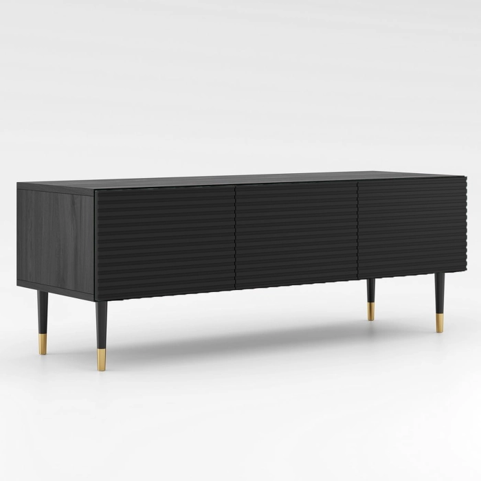 Komoda trzydrzwiowa 3drzwiowa RTV MIXTURIAL ryflowane fronty czarne złote nóżki main.jpg