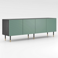 Komoda z ryflowanymi frontami pistacjowa zieleń MIXTURIAL na złotych nóżkach czterodrzwiowa.jpg