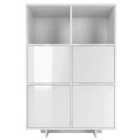 Komoda z regałami wysoka MUMO  biała 4D front.jpg