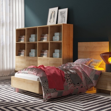 Biblioteczka duży regał MUMO dąb riviera 4D front aranżacja.jpg