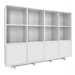 Biblioteczka / komoda z regałami MUMO 4-drzwiowa 201 cm biała