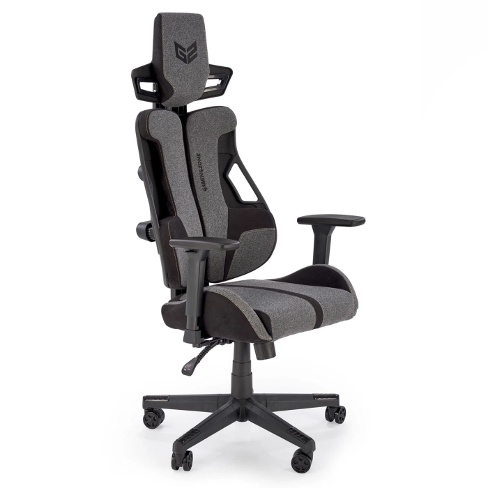 Czarno popielaty fotel gamingowy HYPER eco skóra regulowany glowen.jpg