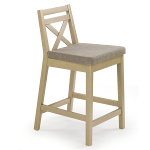 Krzesło barowe / hoker HORUS siedzisko tapicerowane brązowe, nogi dąb sonoma