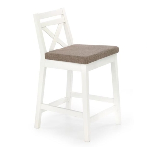 Krzesło barowe / hoker HORUS siedzisko tapicerowane brązowe, nogi białe