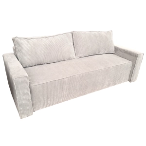 Kanapa z funkcją spania KAJMAN waniliowa, sztruks 224x90 cm z pojemnikiem na pościel