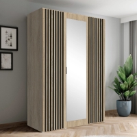 AGATA 27 (kompletna szafa modułowa z lustrem i lamelami) dąb sonoma czarne lamele.jpg