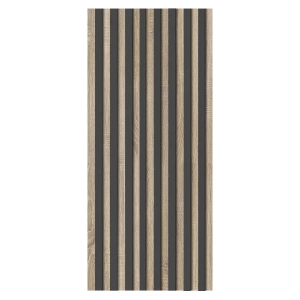 Front wysoki z lamelami szafy modułowej AGATA 50x236 cm dąb sonoma / lamele czarne - szeroki (L)