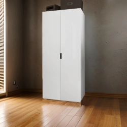 Szafa AGATA 5 dwudrzwiowa płytka 100x210x35 cm biała, czarne uchwyty (kompletna)