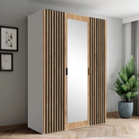 AGATA 1 (kompletna szafa modułowa z lustrem i lamelami) dąb craft złoty.webp