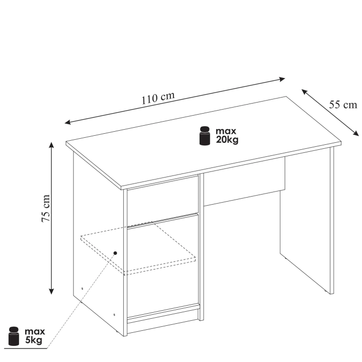Biurko_młodzieżowe_z_półką_i_szufladą_dąb_sonoma_110cm_DEXTER_(8)_KOD_DE24-DSDS.webp