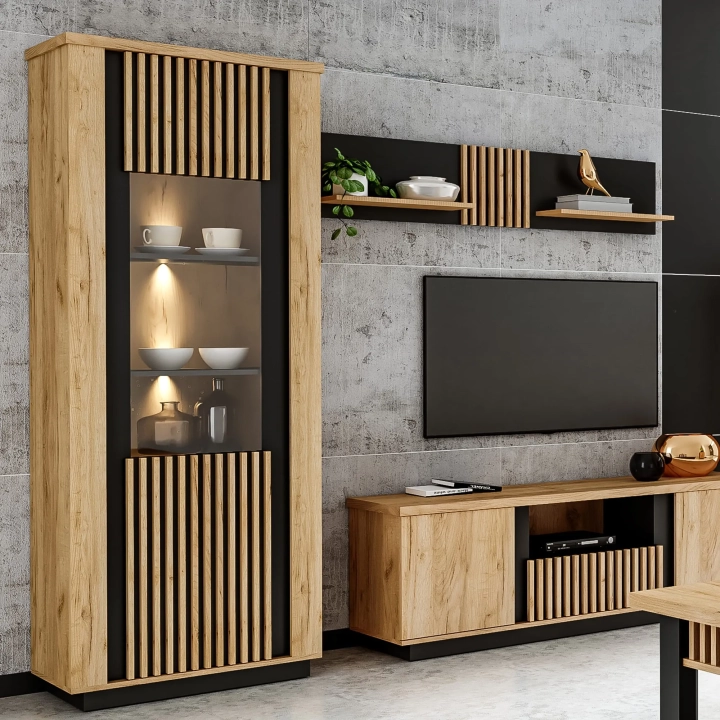 Witryna_prawa_GAMMEL_08_z_oświetleniem_LED_78_cm_dąb_craft___czarna_(1)_KOD_GSLAM008.webp