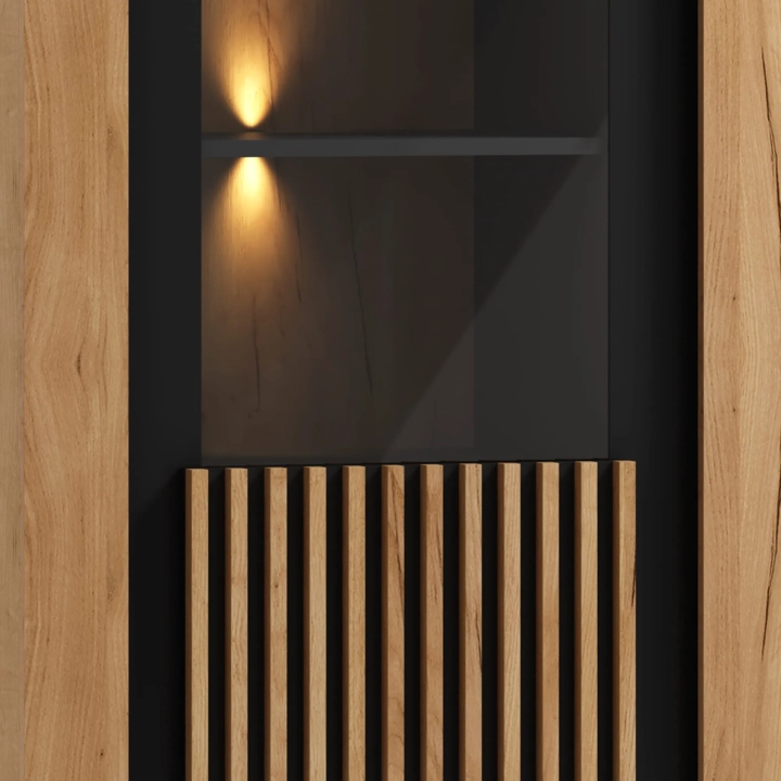 Witryna___barek_GAMMEL_09_dwudrzwiowa_112_cm_dąb_craft___czarna_z_oświetleniem_LED_(3)_KOD_GSLAM009.webp