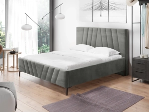 Łóżko VELLUTO 160x200cm szary ze stelażem metalowym i pojemnikiem
