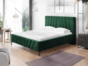 Łóżko VELLUTO 160x200cm butelkowa zieleń ze stelażem metalowym i pojemnikiem
