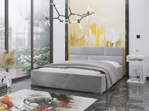 Łóżko WELLINGTON 160x200cm szare ze stelażem metalowym i pojemnikiem