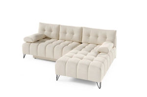 Narożnik prawy AVELINE z funkcją spania 237x145cm kremowy