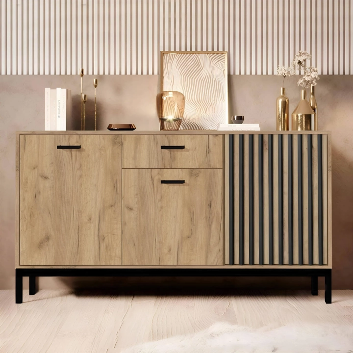 Komoda_z_lamelami_3D1S_LAMEL_154_cm_dąb_craft___czarny_na_nóżkach_(1)_KOD_LA03-CRZCZL.webp