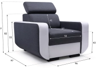 Wygodny fotel wypoczynkowy z zagłówkiem do salonu szary RPBE