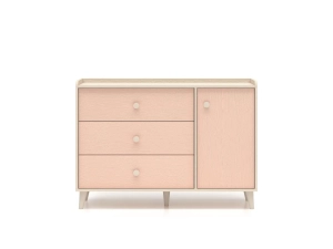 Komoda jednodrzwiowa z trzema szufladami MILENA 120cm millenial pink/piasek pustyni