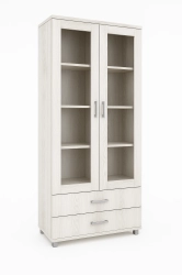 Duża witryna dwudrzwiowa z szufladami 80cm sosna bielona seria limitowana